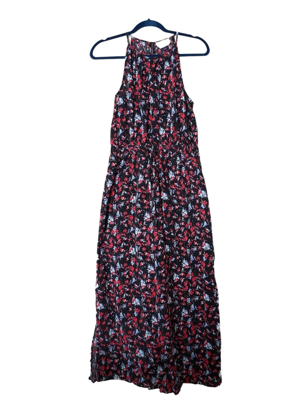 Universal Thread Floral Blue Red Halter Dress